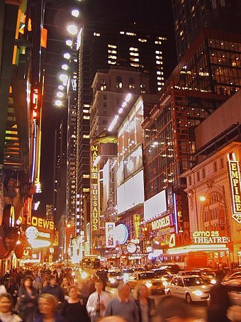 Crowds of people at Times Square