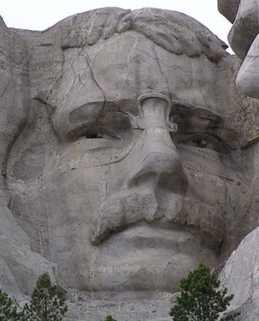 Close-up of Theodore Roosevelt on Mount Rushmore