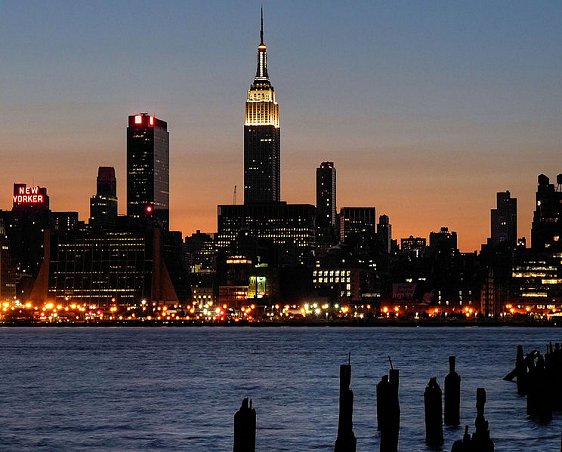 Empire State Building as seen from across the Hudson River in New Jersey