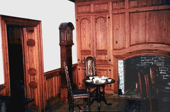 Interior of George Washington Memorial House.  Tea table believed to be original furniture belonging to Washington's parents