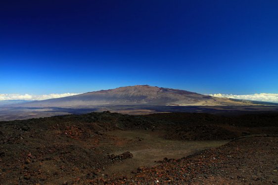 Mauna Kea, as seen from the Mauna Loa Observatory