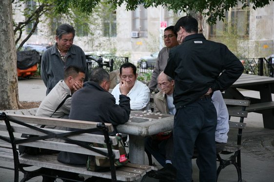 Playing Chinese chess in Columbus Park, New York City