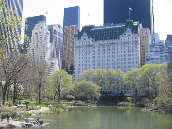 Plaza Hotel, as viewed from the Pond at Central Park, New York City