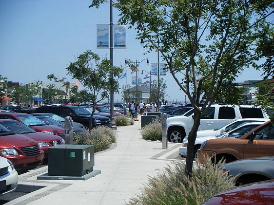 Rehoboth Beach parking area, looking towards the Atlantic Ocean