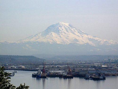 Tacoma, Washington, with Mount Rainier in the background