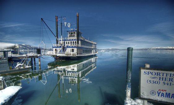 The Tahoe Queen on Lake Tahoe in winter