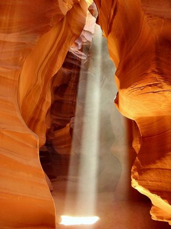 Sunshine illuminating Upper Antelope Canyon