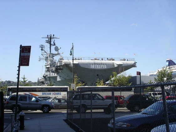 USS Intrepid, as seen from Manhattan