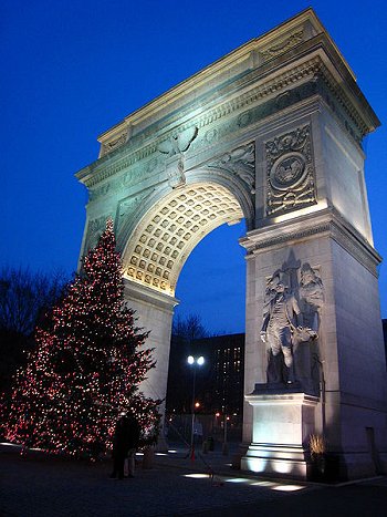 Washington Square Arch with Christmas tree