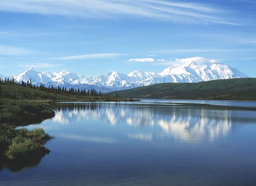 Wonder Lake at Denali National Park, with Mount McKinley in the background