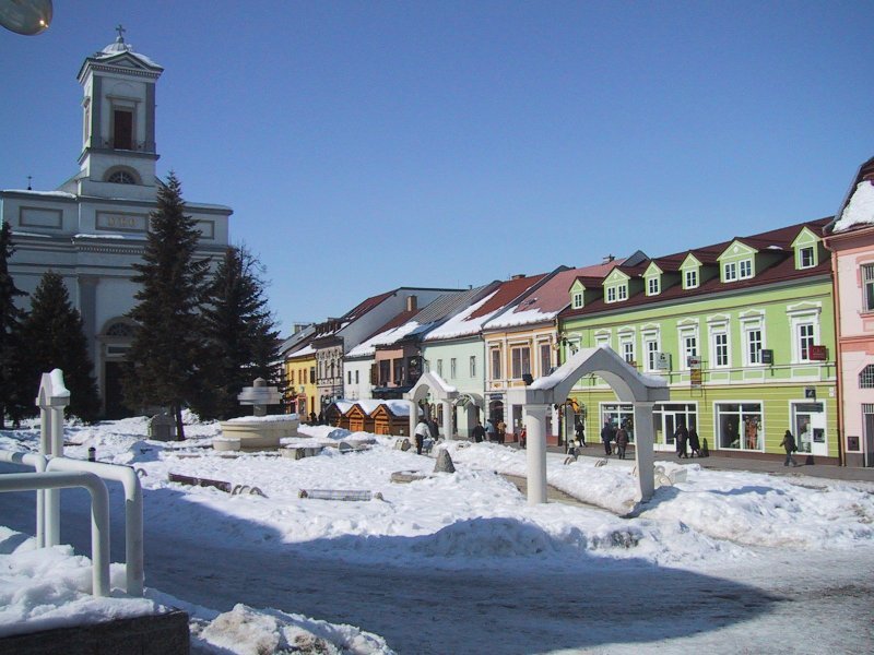 Saint Egidius Square in Poprad in winter