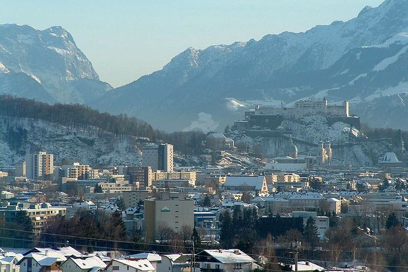 Salzburg as seen from Maria Plain in winter