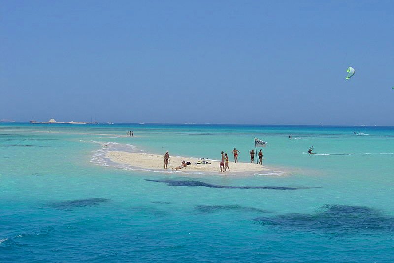 Sandbar in the Red Sea in Hurghada, Egypt