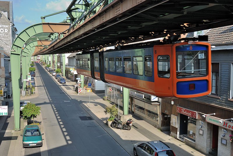 The Schwebebahn over Sonnborner Straße in Wuppertal, Germany