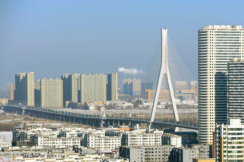 Songpu River Bridge in Harbin, Heilongjiang Province