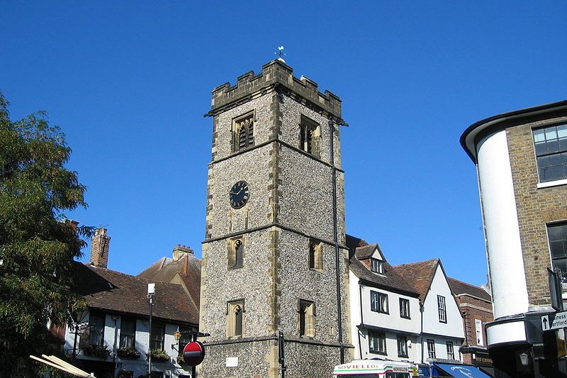 View of St Albans with its medieval clock tower