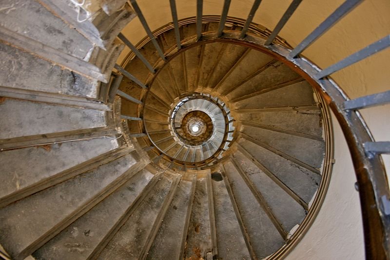 Spiral staircase in the Monument to the Great Fire of London