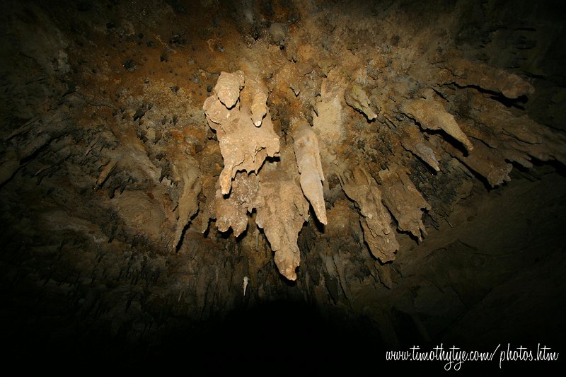 Stalactites hanging from the ceiling