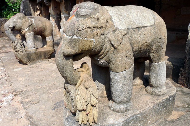 Stone elephants at the Udaygiri & Khandagiri Caves, Odisha