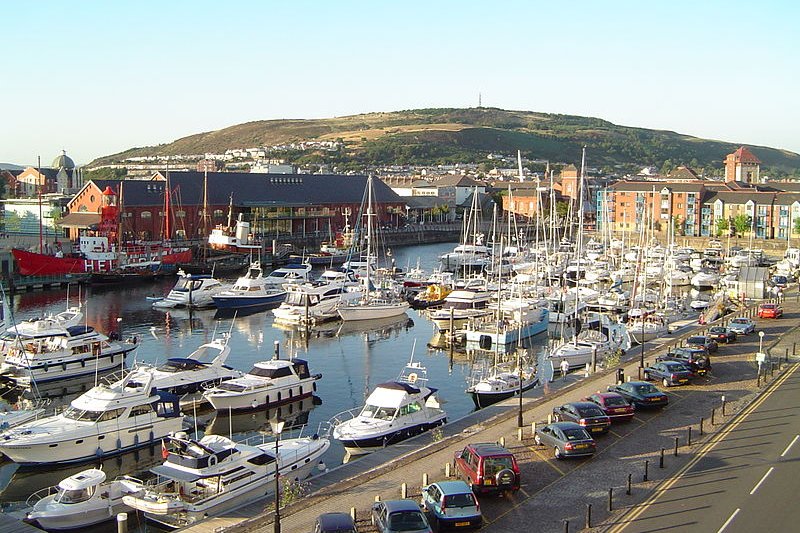 Swansea, Wales, as seen from its marina