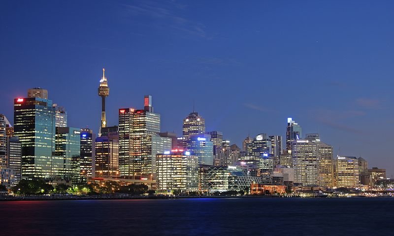 Sydney CBD at dusk, from Balmain Wharf