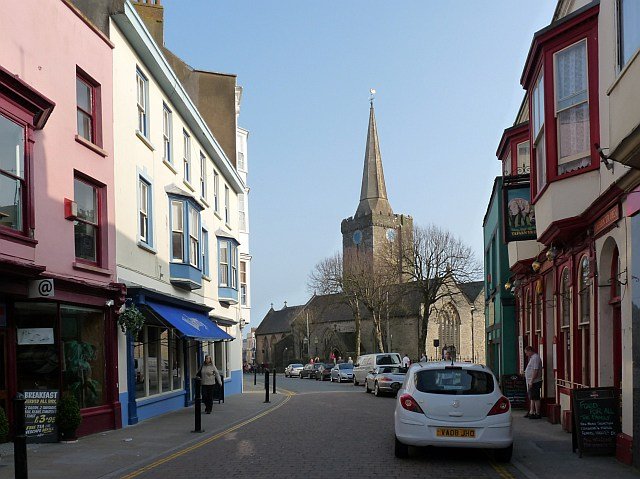 High Street, Tenby, with St Mary's Church