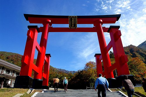 Torii gate of the Shrine of Mount Yudono, the most sacred of the Dewa Sanzan shrines