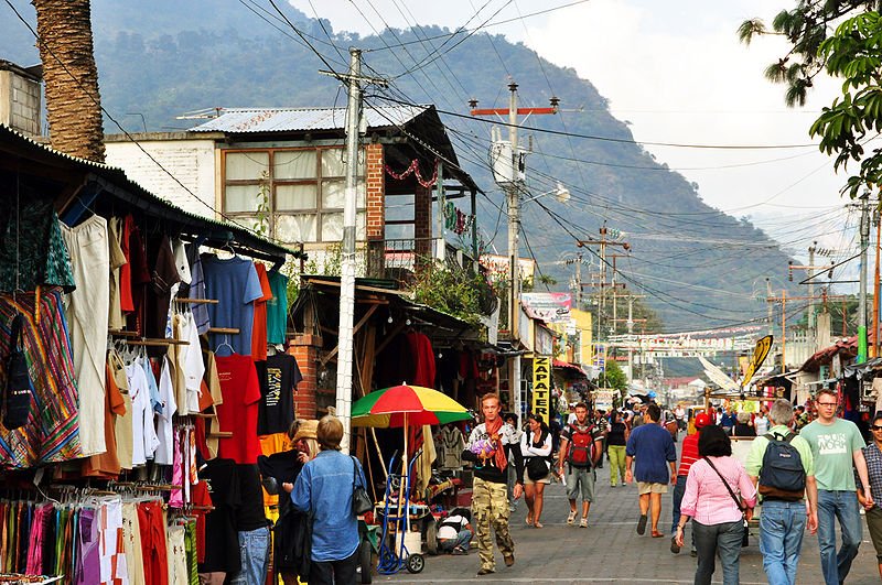 Tourist street in Panajachel, Guatemala