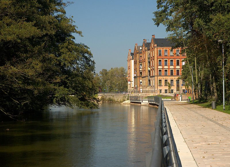 Uferpromenade along the Rednitz river in Fürth