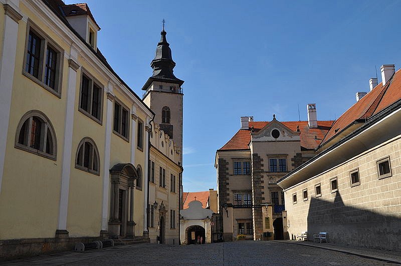 View of the historic buildings in Telč