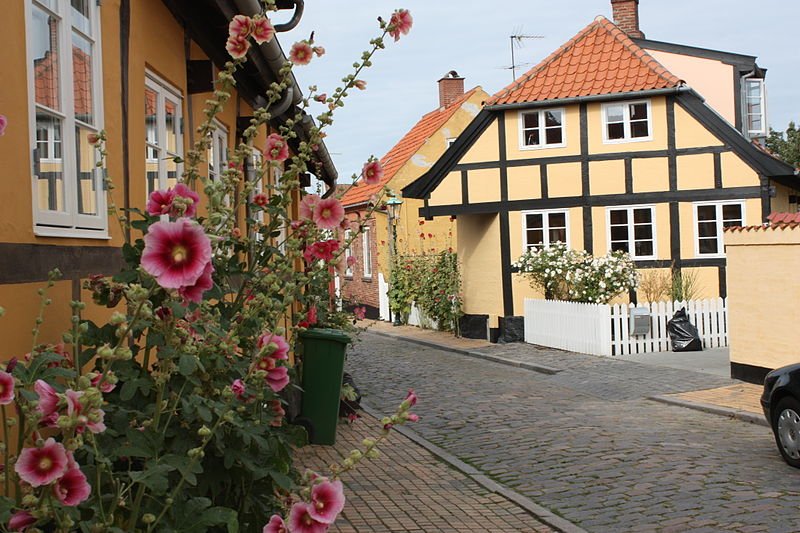 Village street in Rønne, Bornholm, Denmark