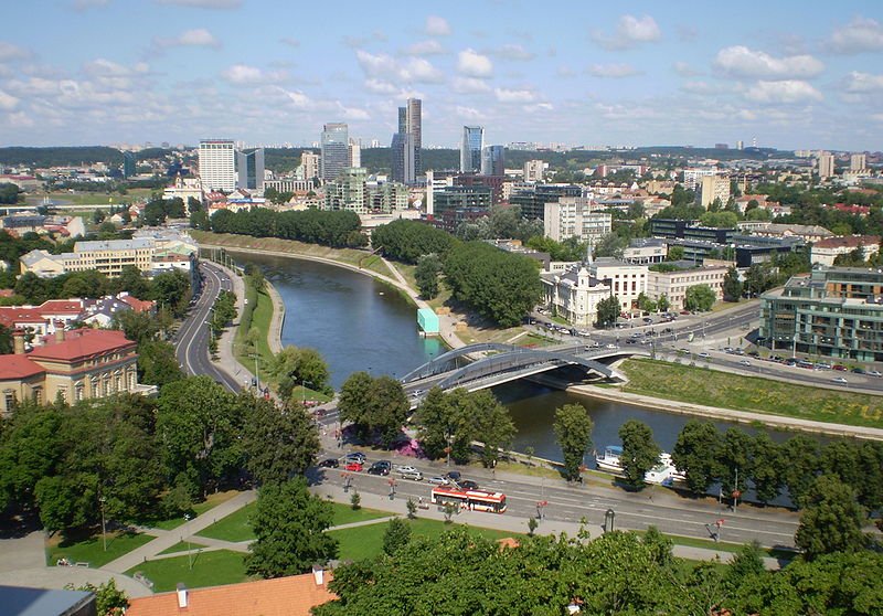 Vilnius River flowing through the city of Vilnius