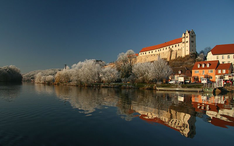 Wettin Castle by the Saale River in Saxony-Anhalt