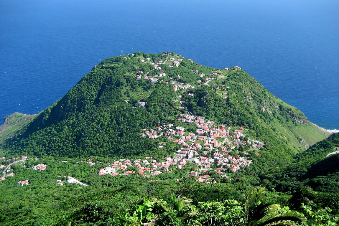 The village of Windwardside, Saba, as seen from Mount Scenery