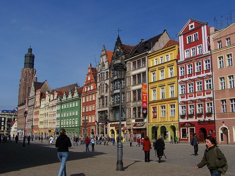 Historic town houses at Wrocław's Main Market Square