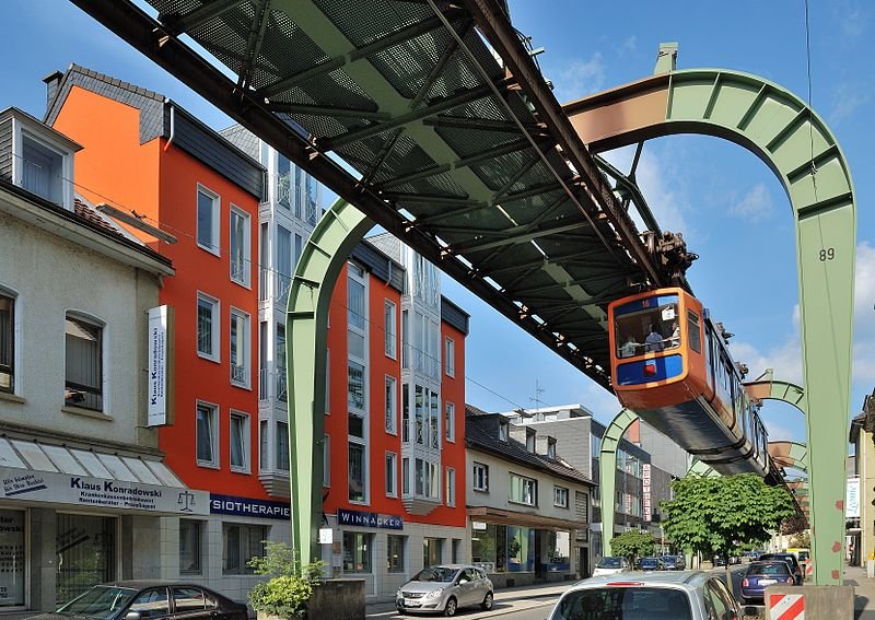 The Wuppertaler Schwebebahn, as seen from street level