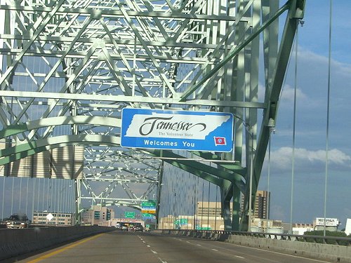 Tennessee Welcome Sign on the Hernando de Soto Bridge