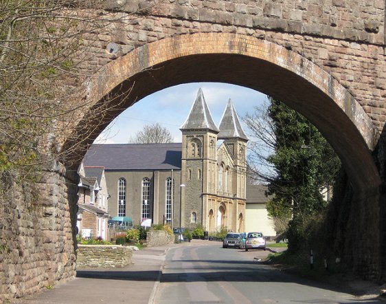 Baptist Church of Coleford, as seen through the Old Railway Bridge