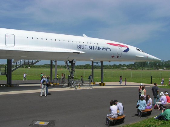 The last Conconde to fly, from Heathrow to Filton, now on display at Filton Aerodrome