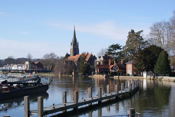 Marlow, Buckinghamshire, England, with view of the All Saints Church