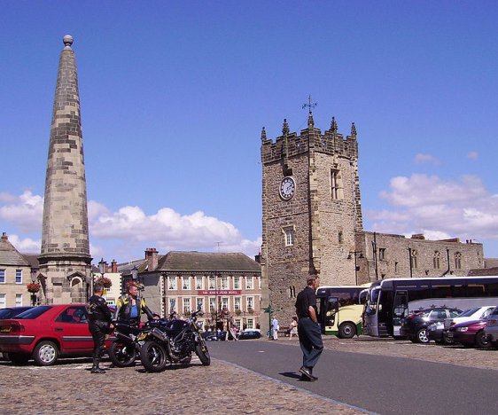 Richmond Market Place, with column and Holy Trinity Church