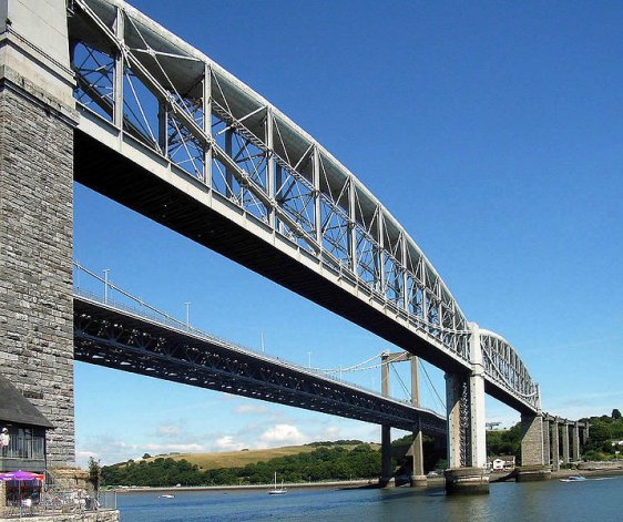 Royal Albert Bridge (foreground) and Tamar Bridge (background), Saltash