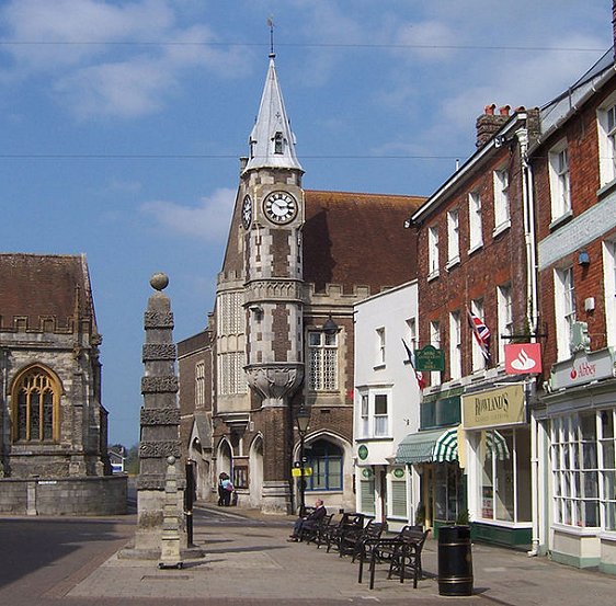 Town Pump monument and Corn Exchange, Dorchester