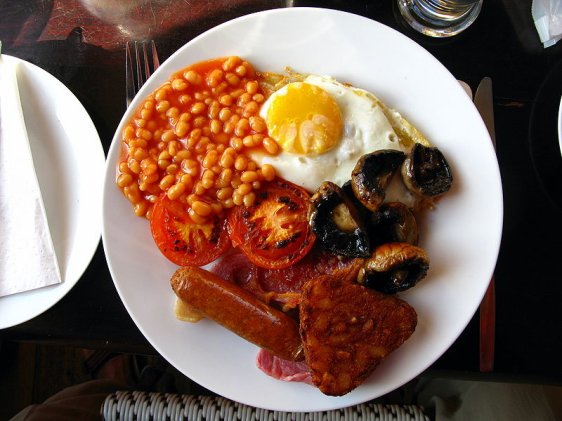 Traditional English breakfast at a pub in Lyme Regis