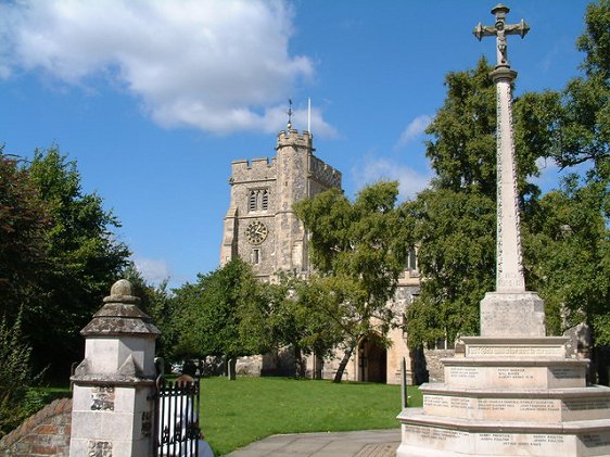Tring War Memorial, with Church of St Peter and St Paul in the background