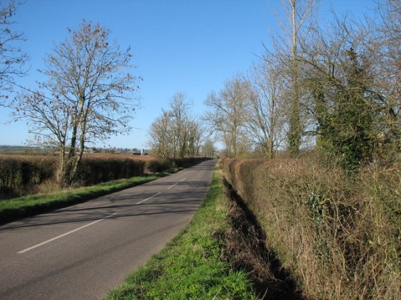 Weston Road, a country road in Wincanton, Somerset, heading towards Buckhorn
