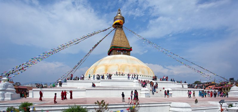 Visitors to Boudhanath in Kathmandu
