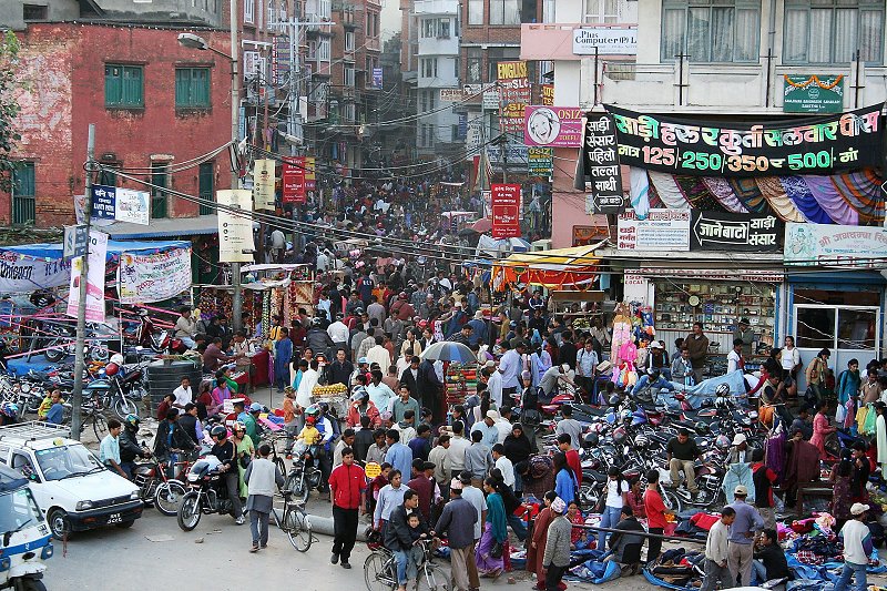 A busy street in Kathmandu