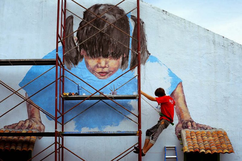 An artist scaling new heights at Muntri Street