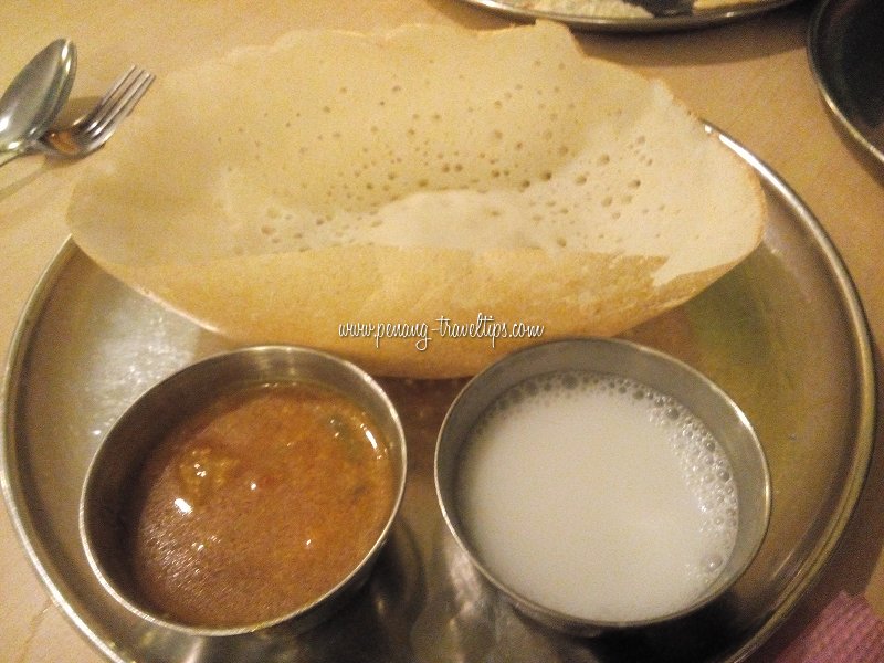 The appam at Woodlands Vegetarian Restaurant, Penang